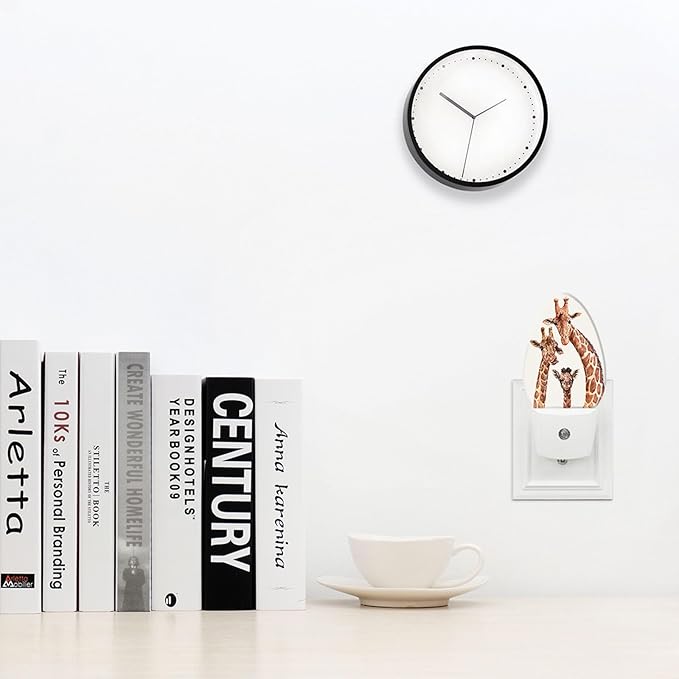 Uanvaha Cute Giraffes Family Night Light African Safari Wildlife Funny Animal Long Neck Spotted Skin Plug in Auto Sensor Led Lamp Wall Light Dusk to Dawn for Living Room Bedroom Bathroom photo 3