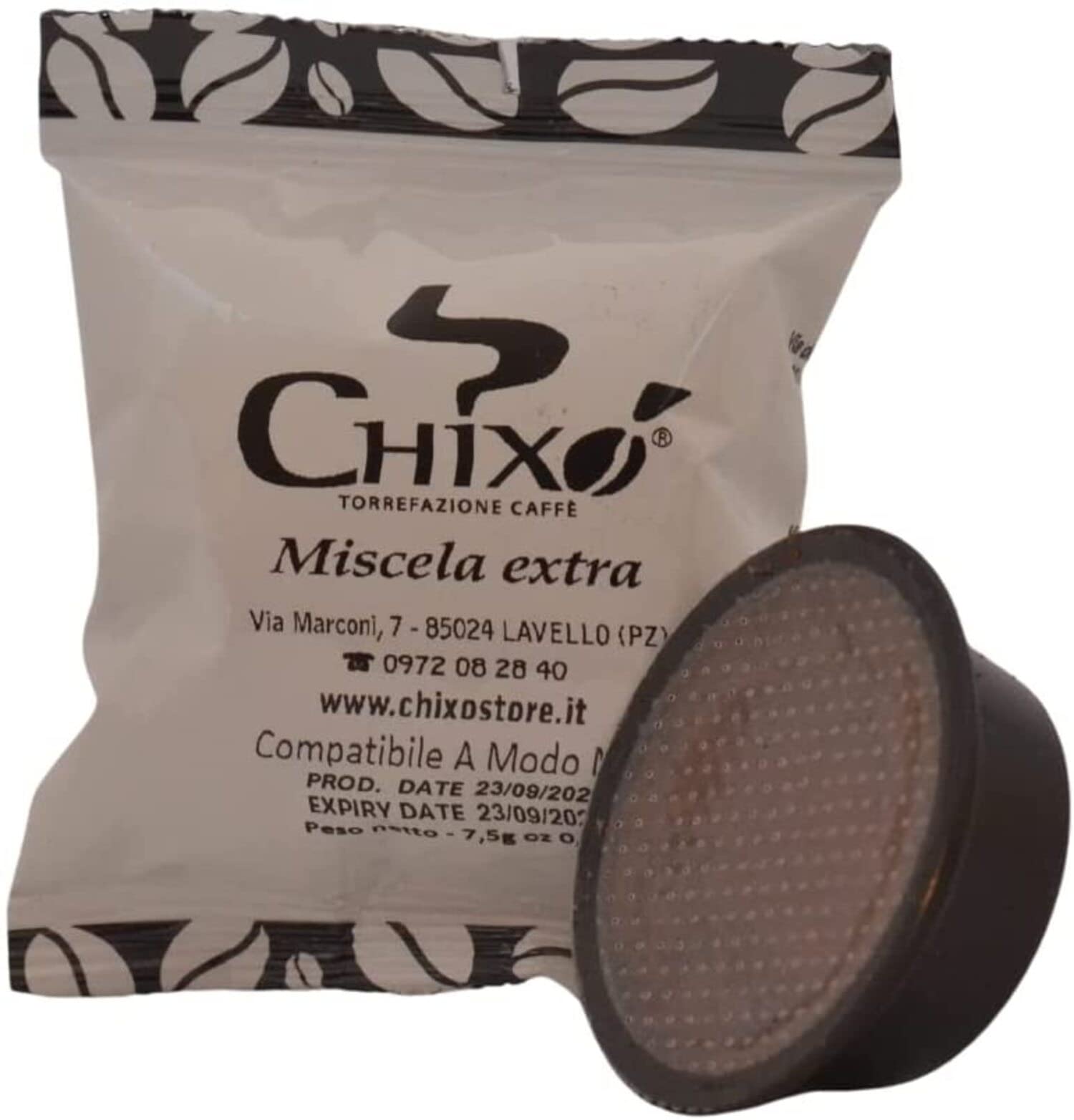 Coffee 150 Capsules Compatible A Modo Mio Extra Blend of Precious Arabica and Robusta Coffee of Caffe Chixò - Roasted and Fresh Ground - Selected Origins - 7.5 g Capsule