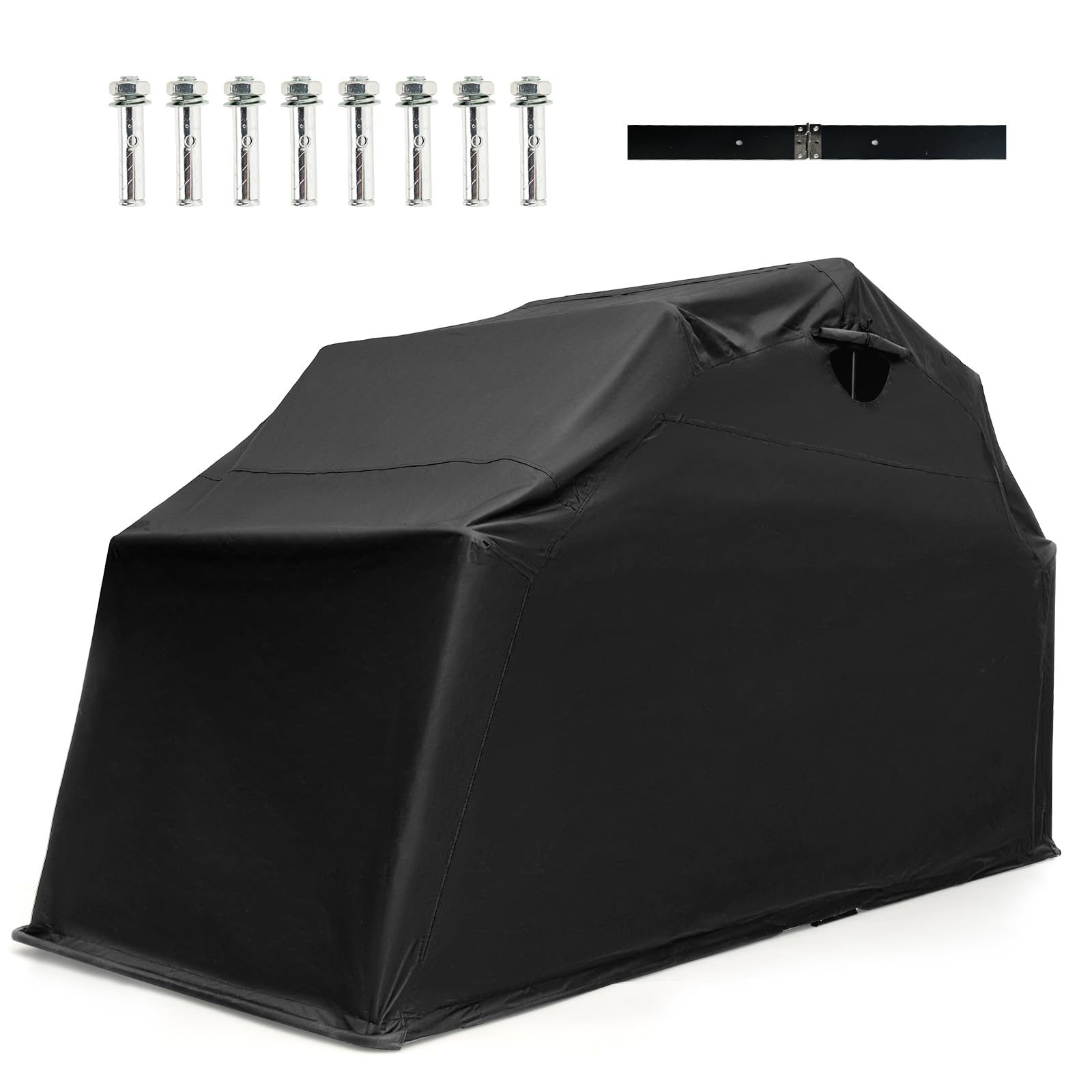 SOARS Casetta da giardino 342 x 137 x 193 cm, copertura per moto da esterno in tessuto Oxford impermeabile, base in metallo, costruzione stabile, finestra arrotolabile, per moto, bicicletta, giardino