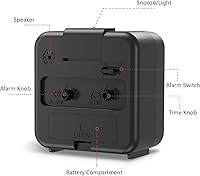 Vista 6 de LOFICOPER Reloj despertador analógico, funciona con pilas, reloj despertador de viaje analógico, reloj de noche con luz nocturna, repetición