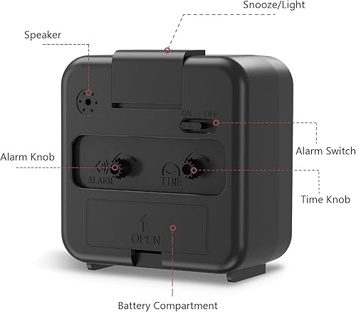 Miniatura 6 de LOFICOPER Reloj despertador analógico, funciona con pilas, reloj despertador de viaje analógico, reloj de noche con luz nocturna, repetición, para