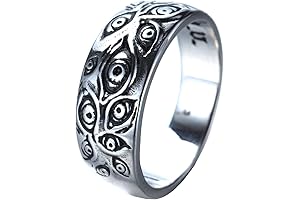 Men's Vintage Stainless Steel Engraved Eye of God Ring Black/Gold/Silver Tone