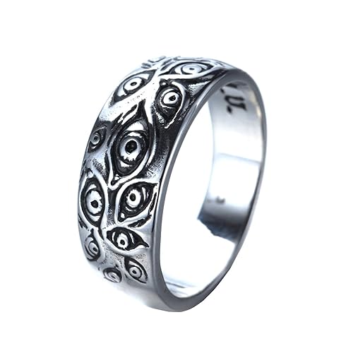 Men's Vintage Stainless Steel Engraved Eye of God Ring Black