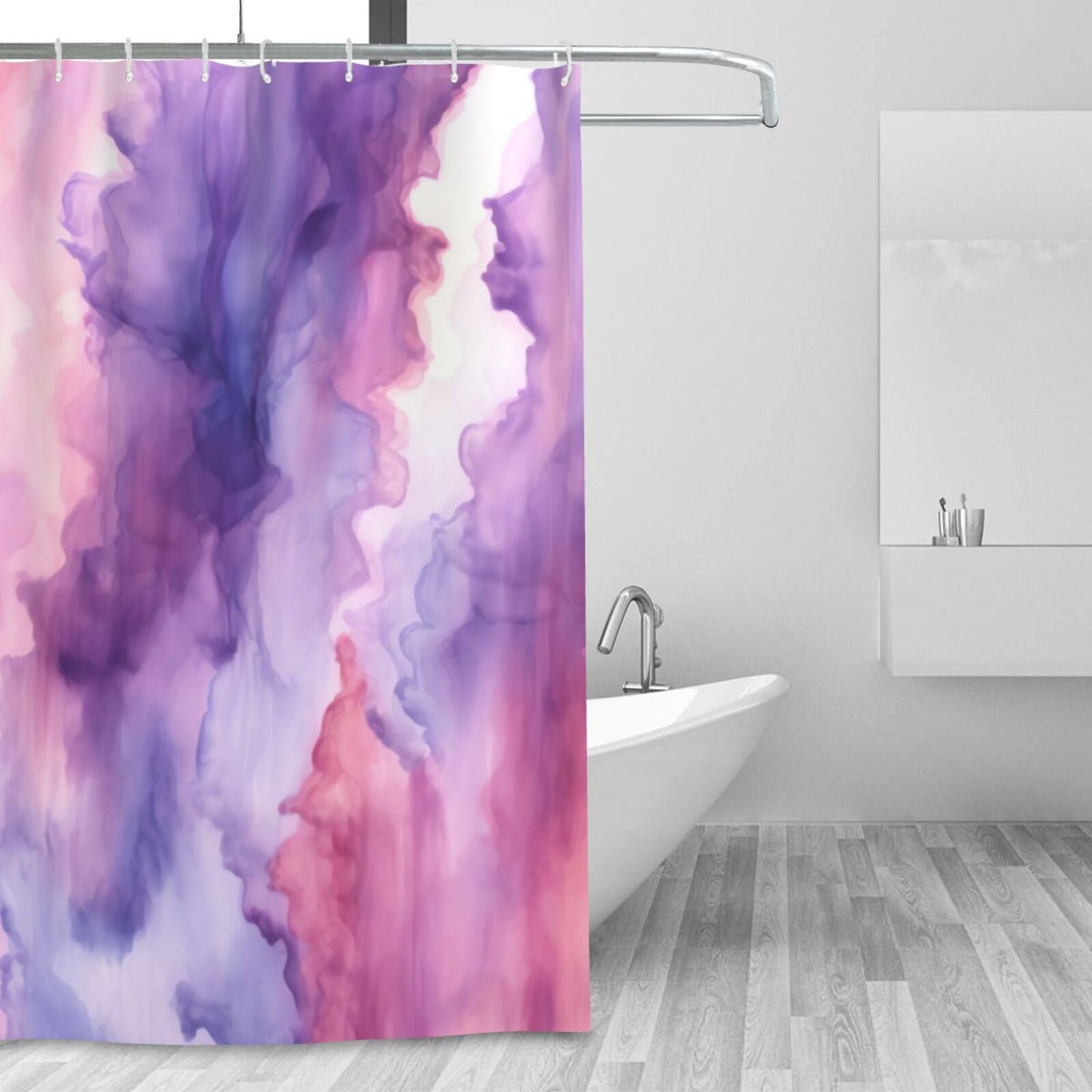 Rideau de douche anti-éclaboussures violet lavable pour éliminer l'humidité de la salle de bain