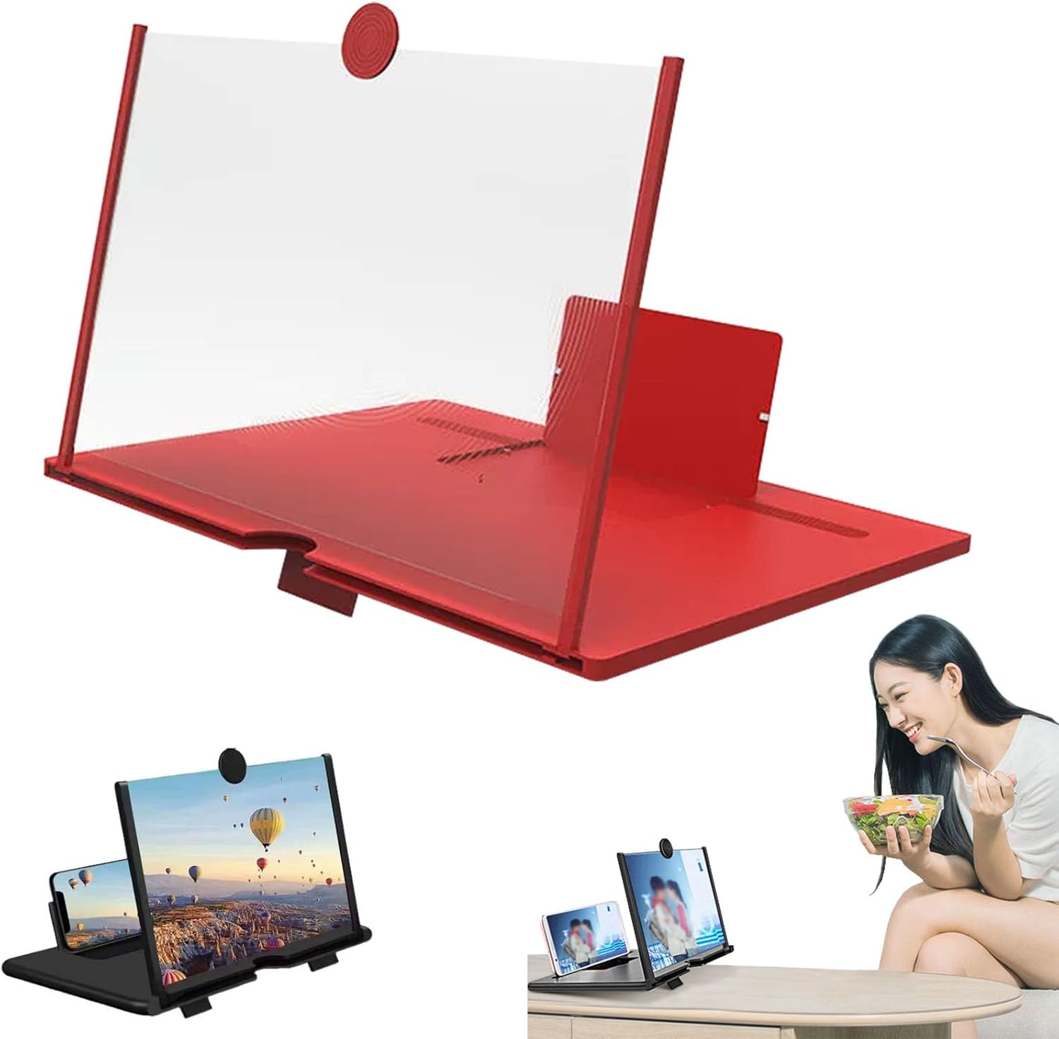 Screen Magnifier Newes Version, Big Pull Out Phone Screen Amplifier, Mobile Phone Magnifying Screen Projector, Foldable Holder Stand for All Smartphone (red*1, 12inch)