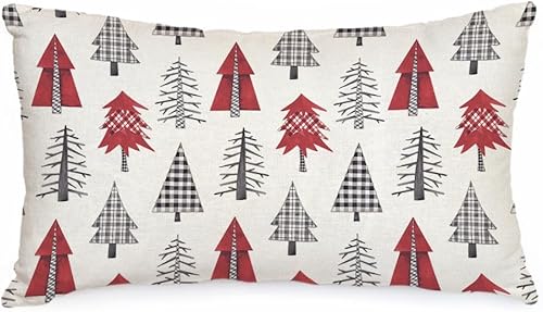AACORS AA309-12 - Funda de almohada de Navidad de 12 x 20 pulgadas, decoración de árboles de Navidad, casa de campo, invierno, decoración para el