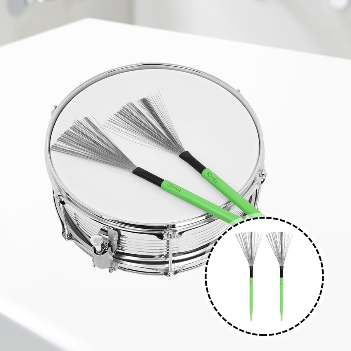 LIOOBO 1Pair Retractable Wire Drum Brush Carbon Steel Percussion Accessories for Jazz Drumming Comfortable Grip for and Volume Control