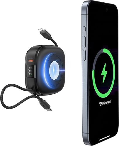 Charmast - Cargador portátil magnético de 10000mAh, banco de energía magnético de carga rápida, paquete de batería 3 en 1 inalámbrico de 20W con