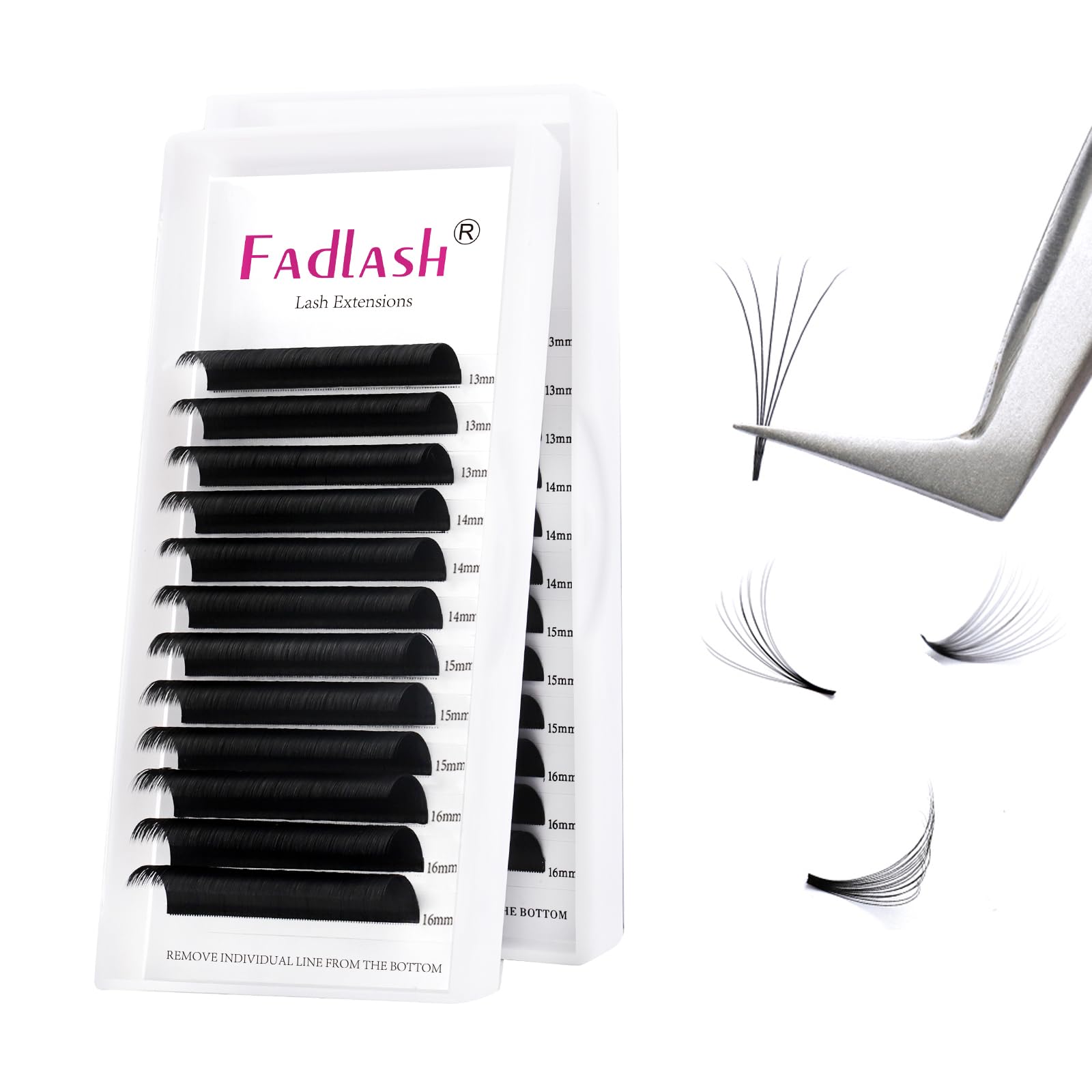 Fadlash Easy Fan Lashes C Curl 0.07 13-16mm Mixed Length Russian Lashes Natural Look Self Fanning Eye Lashes Automatic Blooming Russian Eyelashes Extensions(0.07-C-1316)