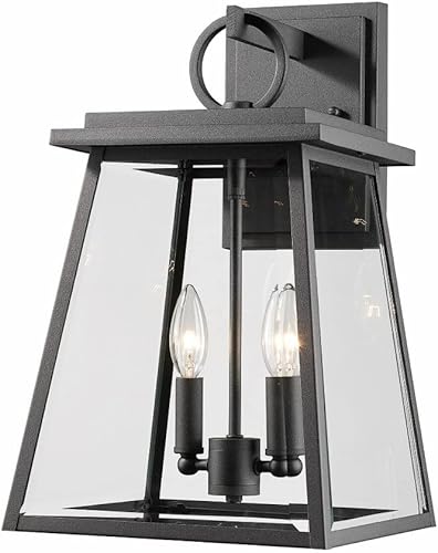 Miniatura 3 de Z-Lite 521M-BK Broughton - Aplique de pared para exteriores de 2 luces en estilo artesano, 17.5 pulgadas de alto y 10.25 pulgadas de ancho,