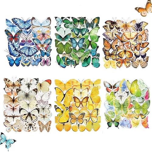 4EVERHOPE 240pcs Mariposa Pegatinas Calcomanías, Autoadhesivo PET Transparente Impermeable Mariposas Pegatinas Scrapbook Artesanía Pegatinas para Laptop, Bullet Journal, Pared, Ventana (Mariposa)