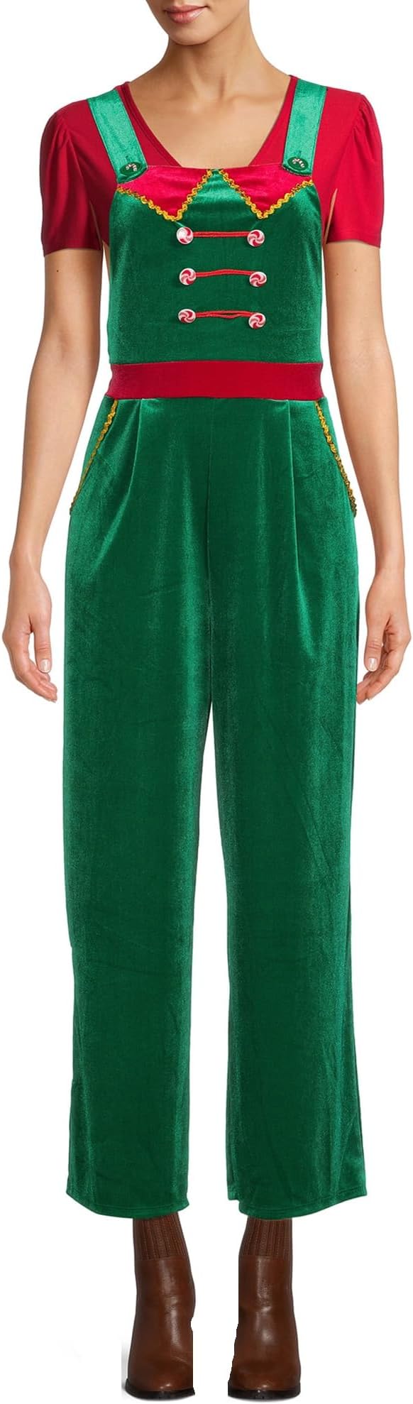 Christmas Overall Jumpsuit for Women Spaghetti Strap Sleeveless Wide Leg Santa Claus Romper 2023 Xmas Playsuit