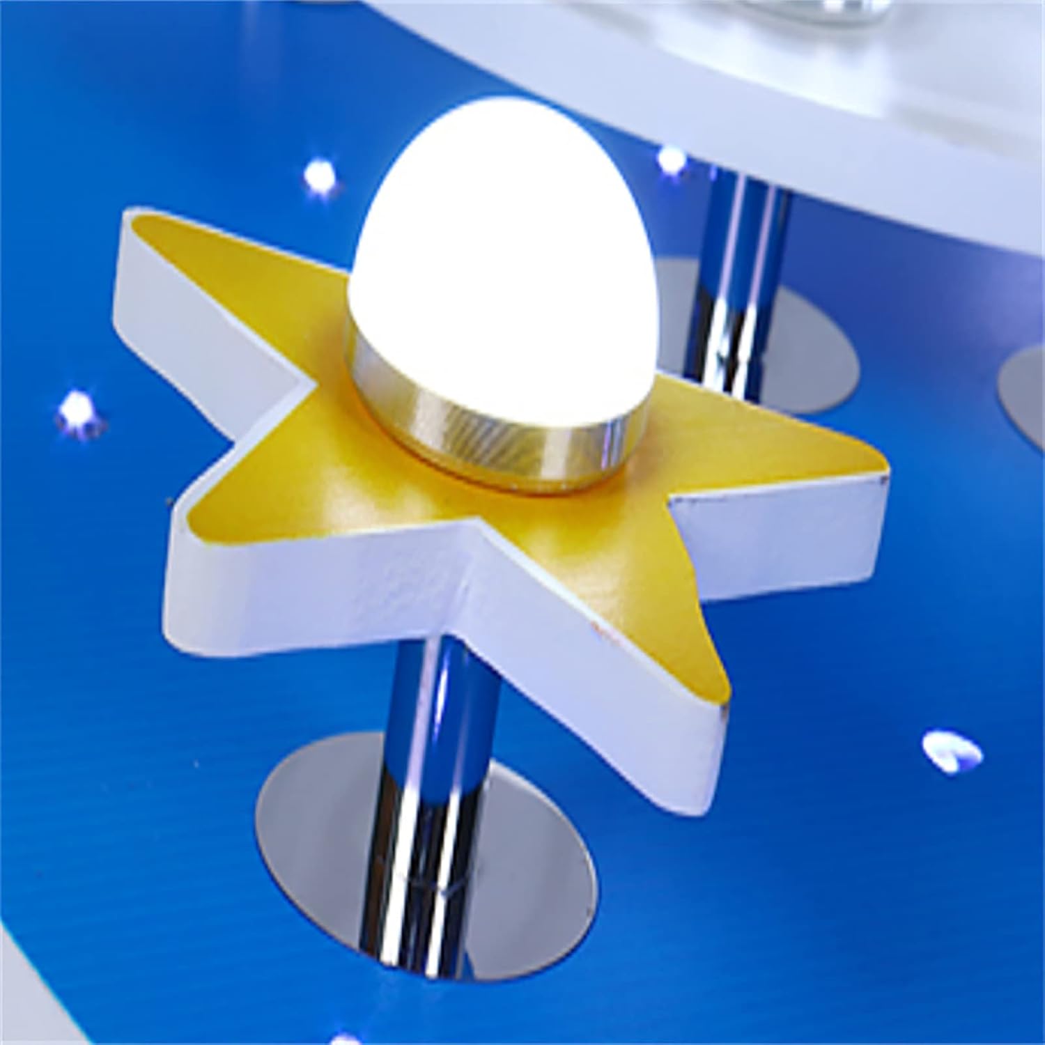 Modern LED Chandelier,Creative Star Rocket Flush Mount Light,Cartoon Cloud Plane Star 3 Lights Dimmable Close to Ceiling Lighting Fixture for Childrens Room Bedroom (Blue)