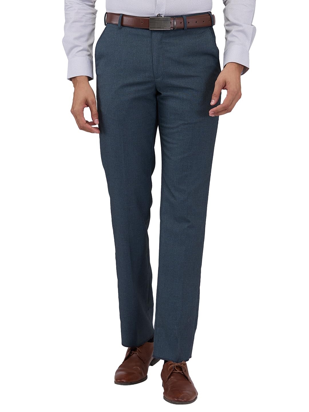 park avenue Men's Regular Fit Mid Rise Solid Pattern Poly Viscose Blend Flat Front Formal Trouser-picture-35