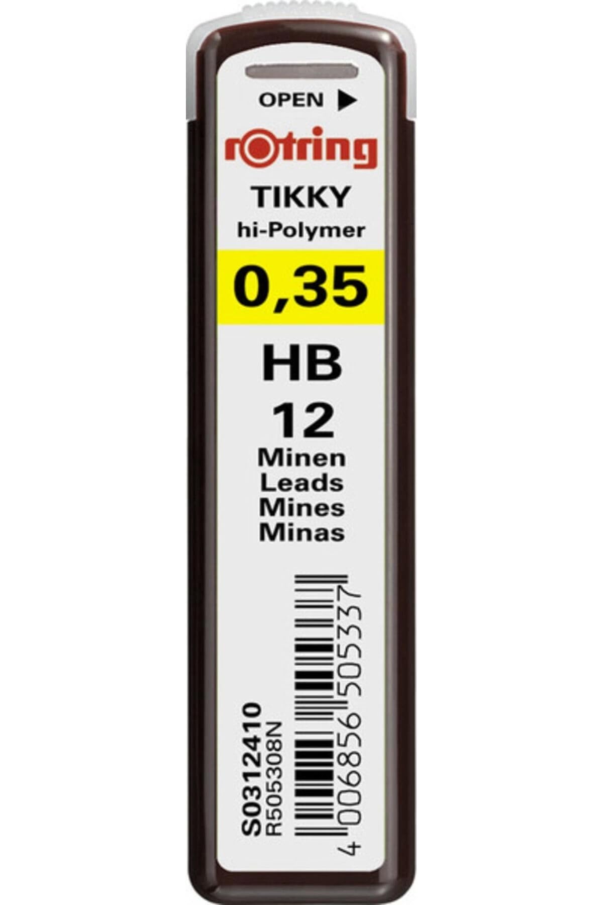 Rotring Pack of 3 Cases of 12 Tikky Leads for Mechanical Pencils 0.35 mm HBaa