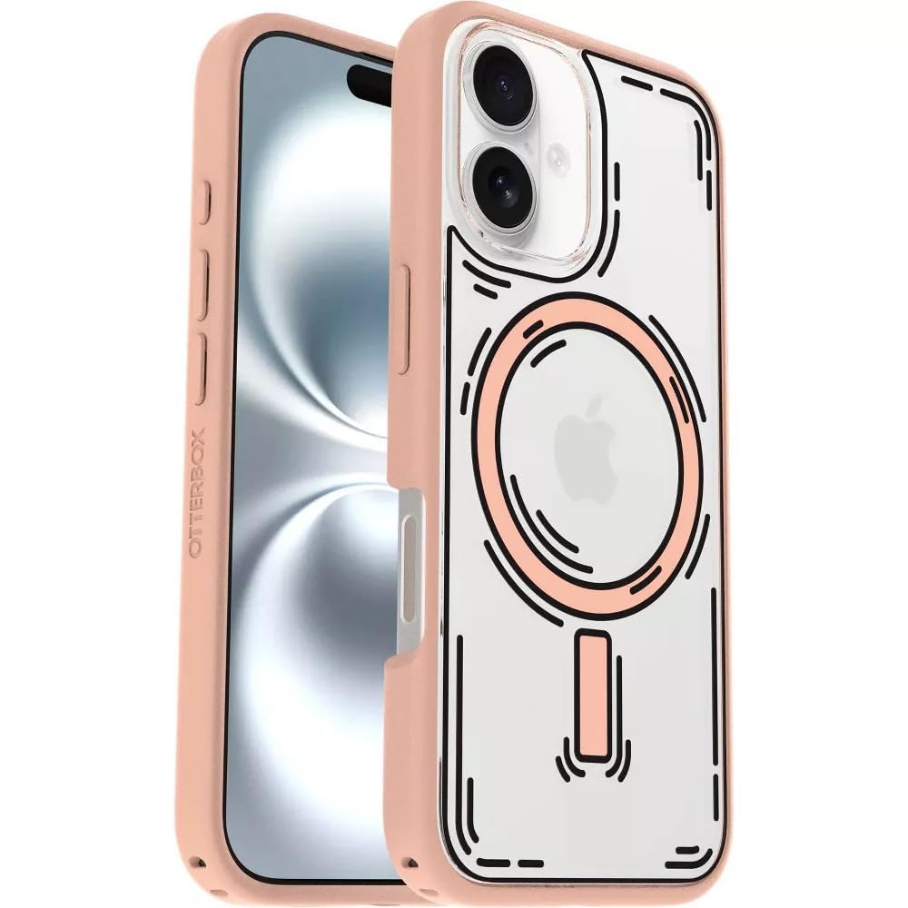 OtterBox iPhone 16 (Only) - Symmetry Clear Series+ Case - Doodle Cover - Snaps to MagSafe - Ultra-Sleek - Raised Edges Protect Camera &amp; Screen - Non-Retail Packaging