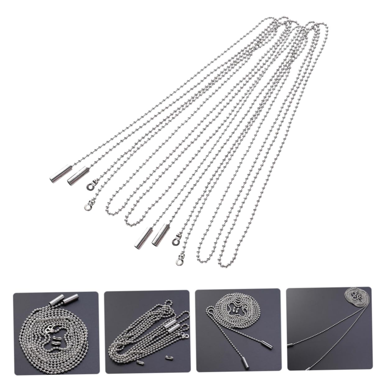 Angoily Chaîne à Billes Acier Inoxydable 3,2 Mm Diamètre 10