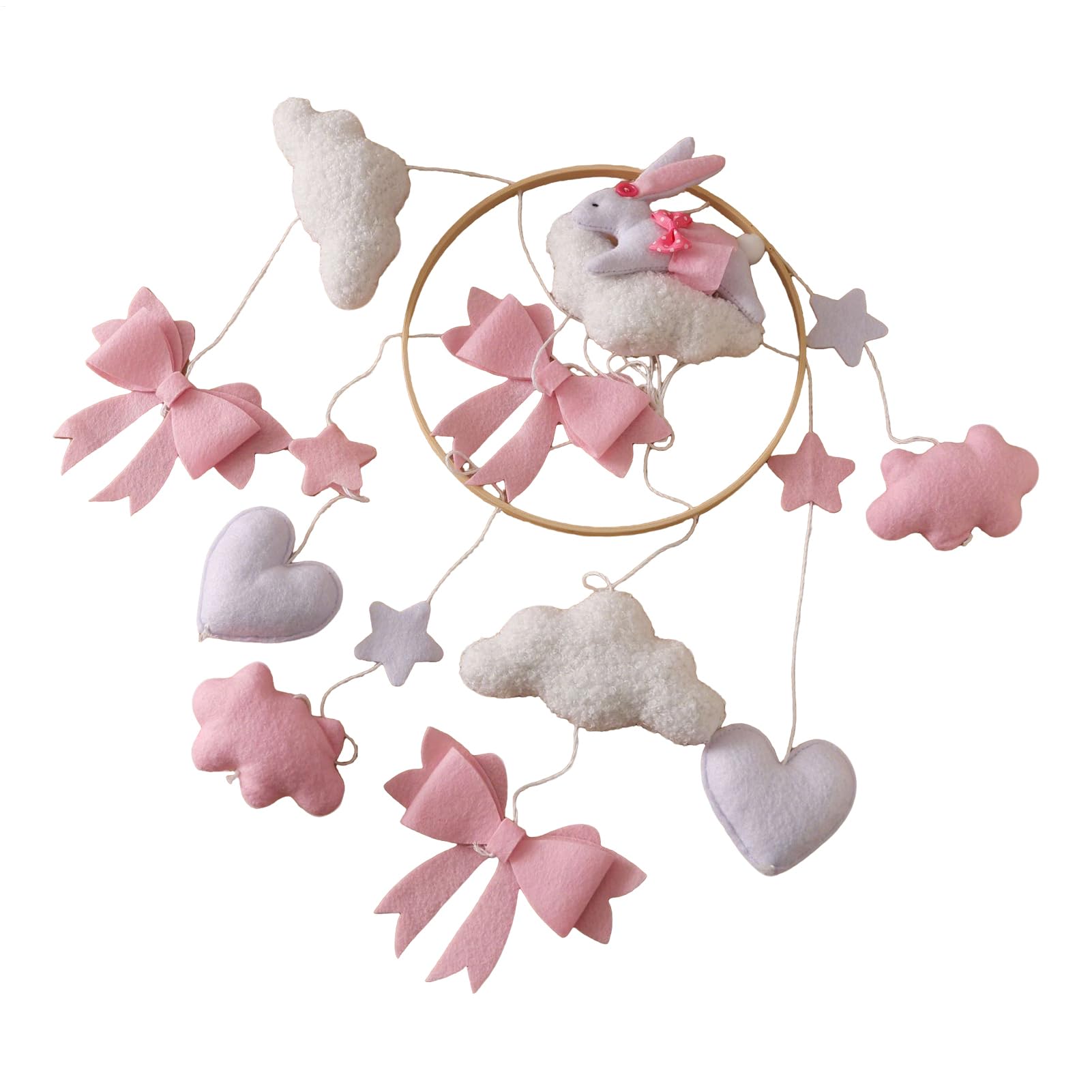 Mobile pour bébé rose avec ruban rotatif et apaisant - 8