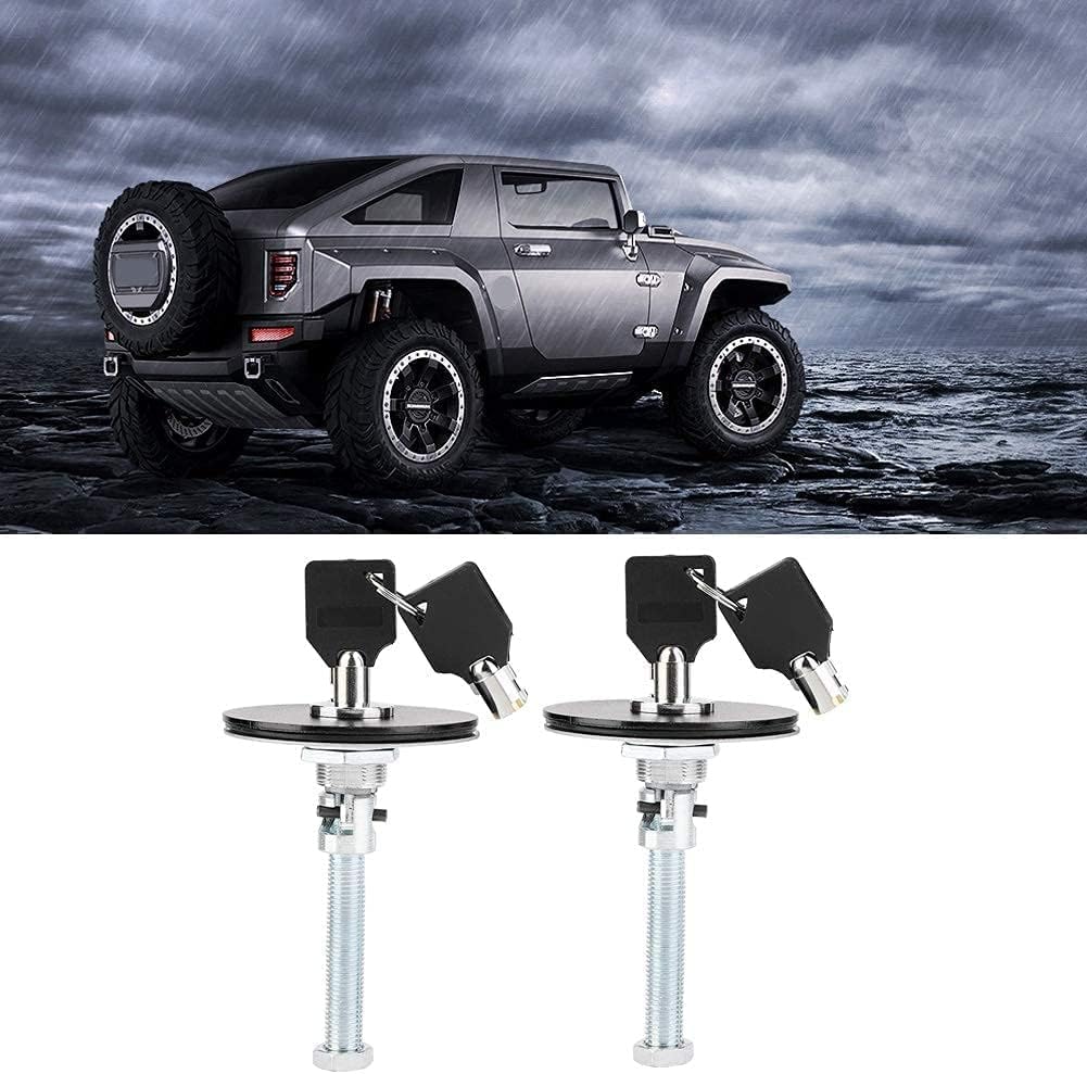 Hood Lock Car Universal Bonnet Cover Lock Key Pin Kit Security Lock Pin Locking Hood Kit (Black)