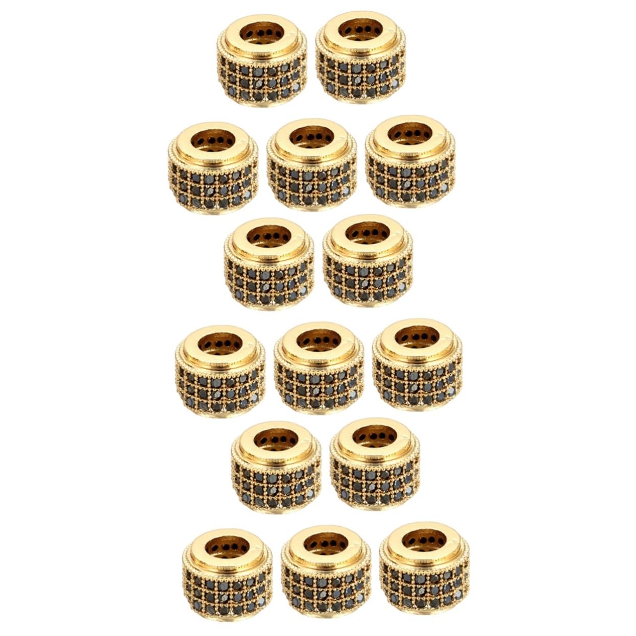 NUOBESTY 15pezzi Perline Distanziatrici Rame Con Zirconi Per Bracciali e Collane Fai Da Te Forma Cilindrica Elegante Per Creazioni Di Gioielli