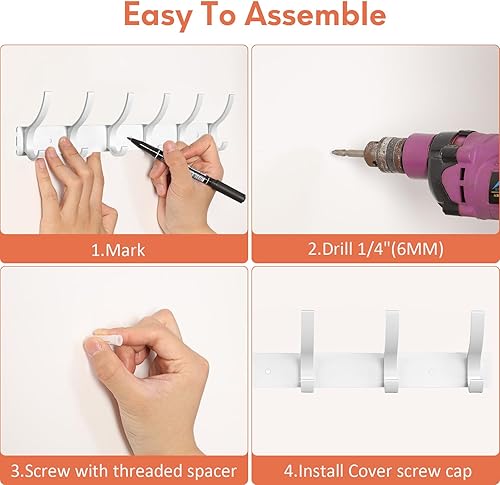 Miniatura 4 de Perchero de pared para colgar abrigos, gancho de pared para colgar, perchero para paredes, colgador de abrigos con 12 ganchos, ganchos para toallas