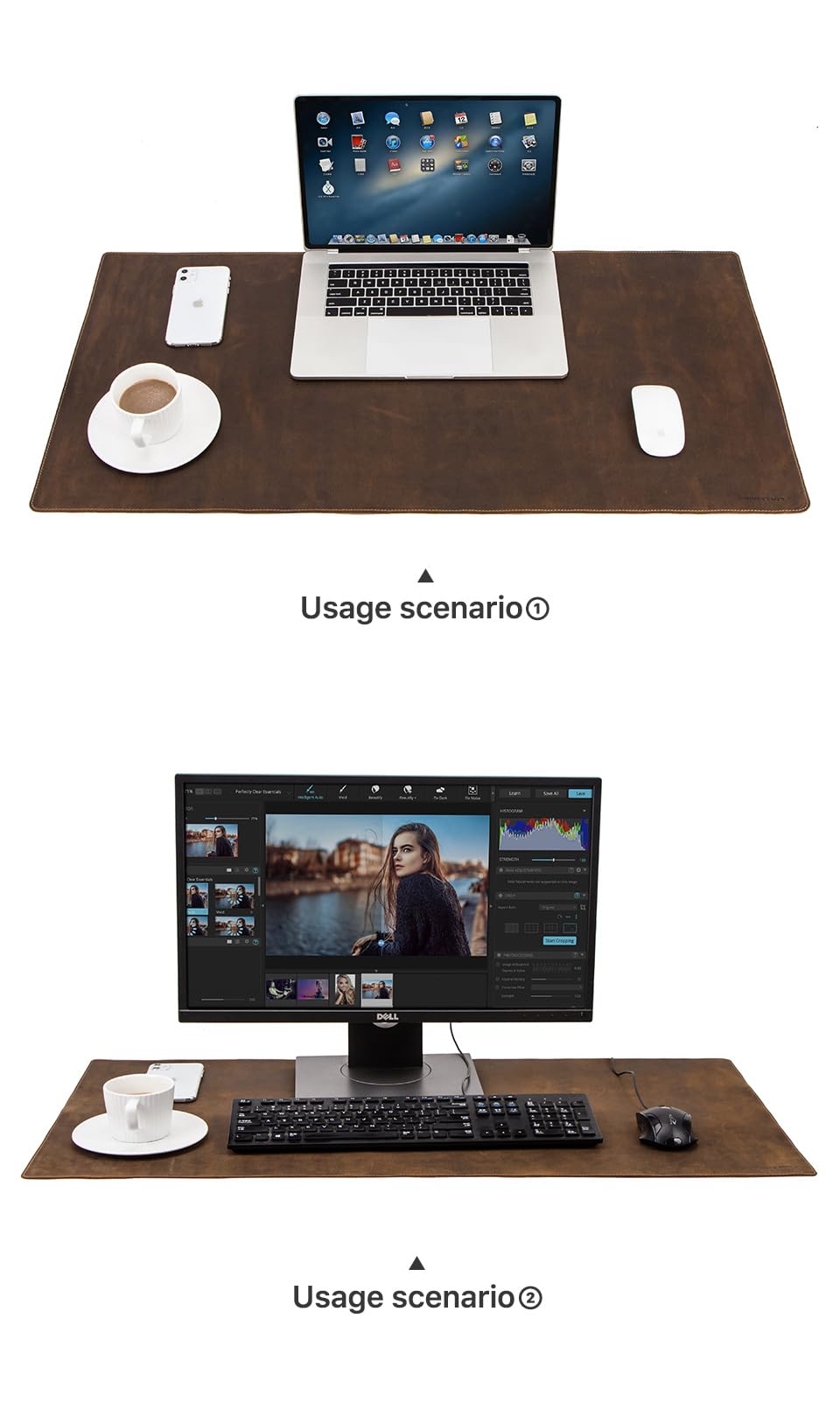 CONTACT'S FAMILY Sous-main de Bureau en Cuir, Grand Tapis de Souris, Sous-Main de Bureau, Tapis D'écriture pour Bureau et Maison (90 x 45 cm)