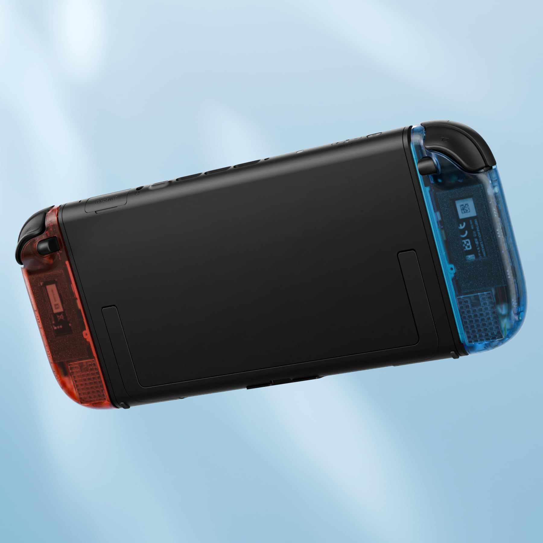 eXtremeRate Ersatz Shell & Buttons Set für Switch 2 Joycons, Essence Version Faceplate/Back Cover/Griff Deko Streifen/ABXY D-Pad-Knöpfe Zubehör für Switch 2 Joy Con-Clear Blau&Clear Orange