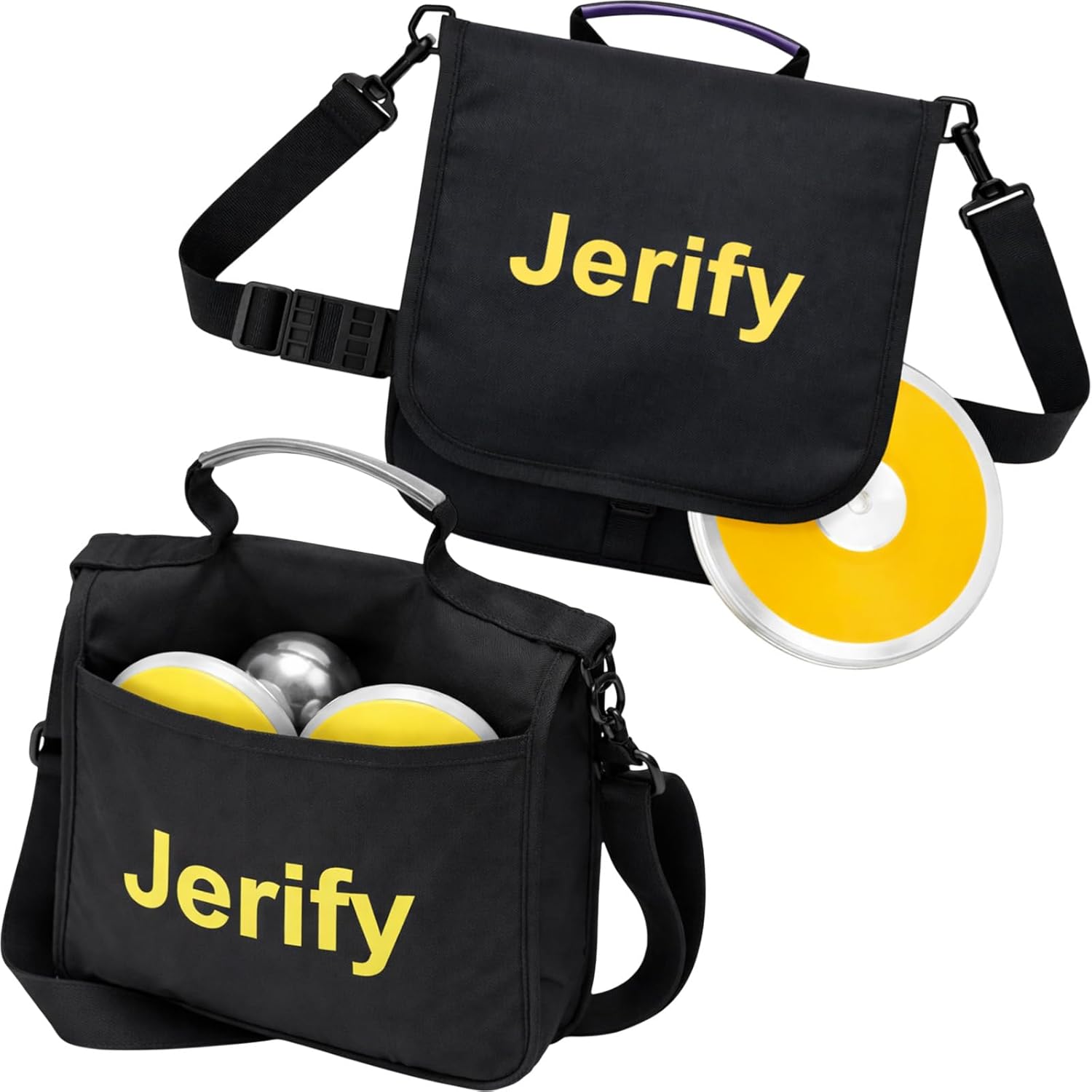 Jerify 2 Pcs Discus Throw Carrier Bags, Throwing Sports Discus and Shot Put Carrying Disc Golf Bag, Track & Field Equipment Storage Tote for Athletes, 11.4" x 6.9" x 0.8"