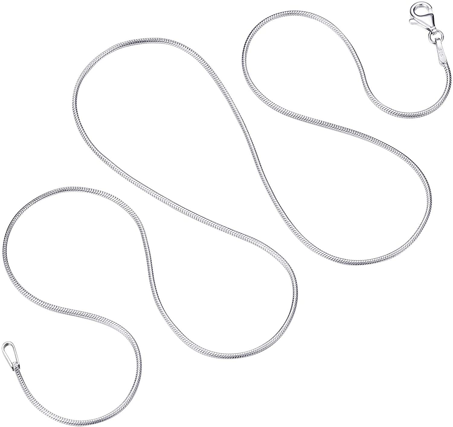 MILACOLATO 1 mm Collares Serpiente plata 925 sin Collar Colgante para Mujeres Hombres Cadena de Plata Chapada en Oro de 18 quilates Collar de Plata Largo Joyería 41/46/51/56 / 61CM