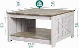 YITAHOME Table Basse Carrée en Bois avec Rangement, Table Basse Moderne Rustique pour Le Salon, Style Ferme, pour Le Salon avec Compartiment de Rangement à moitié Ouvert - 2