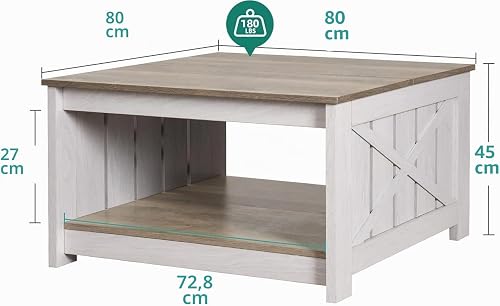 YITAHOME Table Basse Carrée en Bois avec Rangement, Table Basse Moderne Rustique pour Le Salon, Style Ferme, pour Le Salon avec Compartiment de Rangement à moitié Ouvert - 2