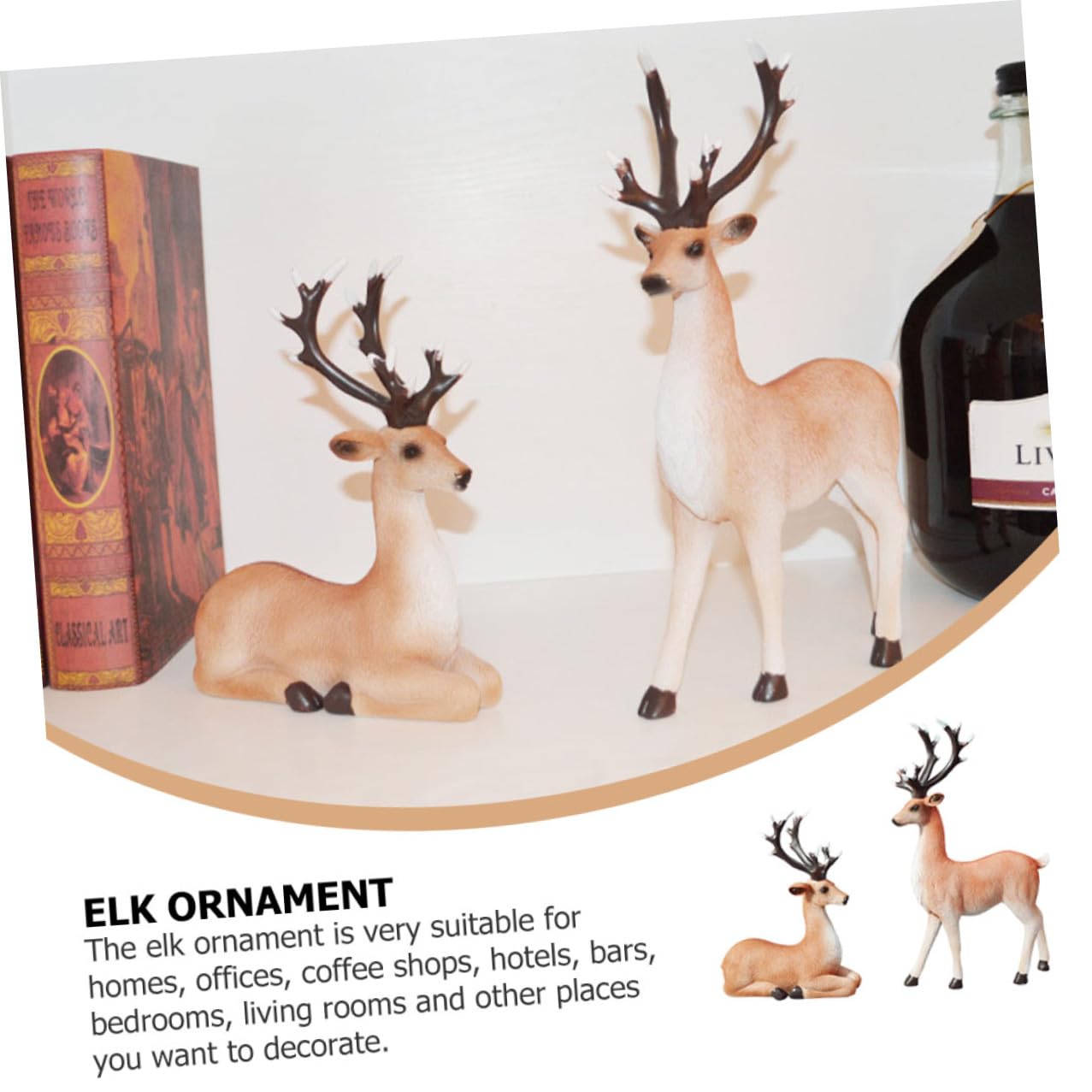 Elchfiguren aus Kunstharz Tischdeko Elch Tier-Ornament Dekoration für Zuhause und Büro Geschenkidee für Naturliebhaber