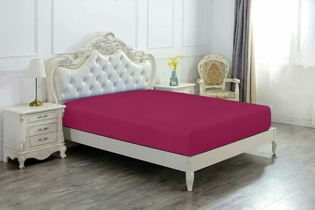 Fitted Sheet 40cm Extra Deep Pocket Small Double / 4ft Maroon Easy Care Poly Cotton, Soft, Wrinkle-Free (SD maroon)