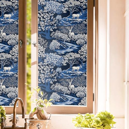 Vinilo decorativo azul 15.7x118 pulgadas para ventana