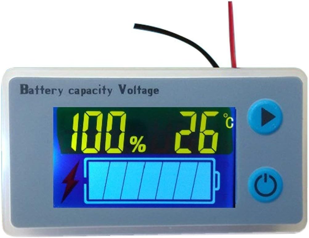 Multifunction LCD Battery Capacity Meter Voltmeter with Temperature Display Battery Fuel Gauge Indicator Voltage Monitor (48V)