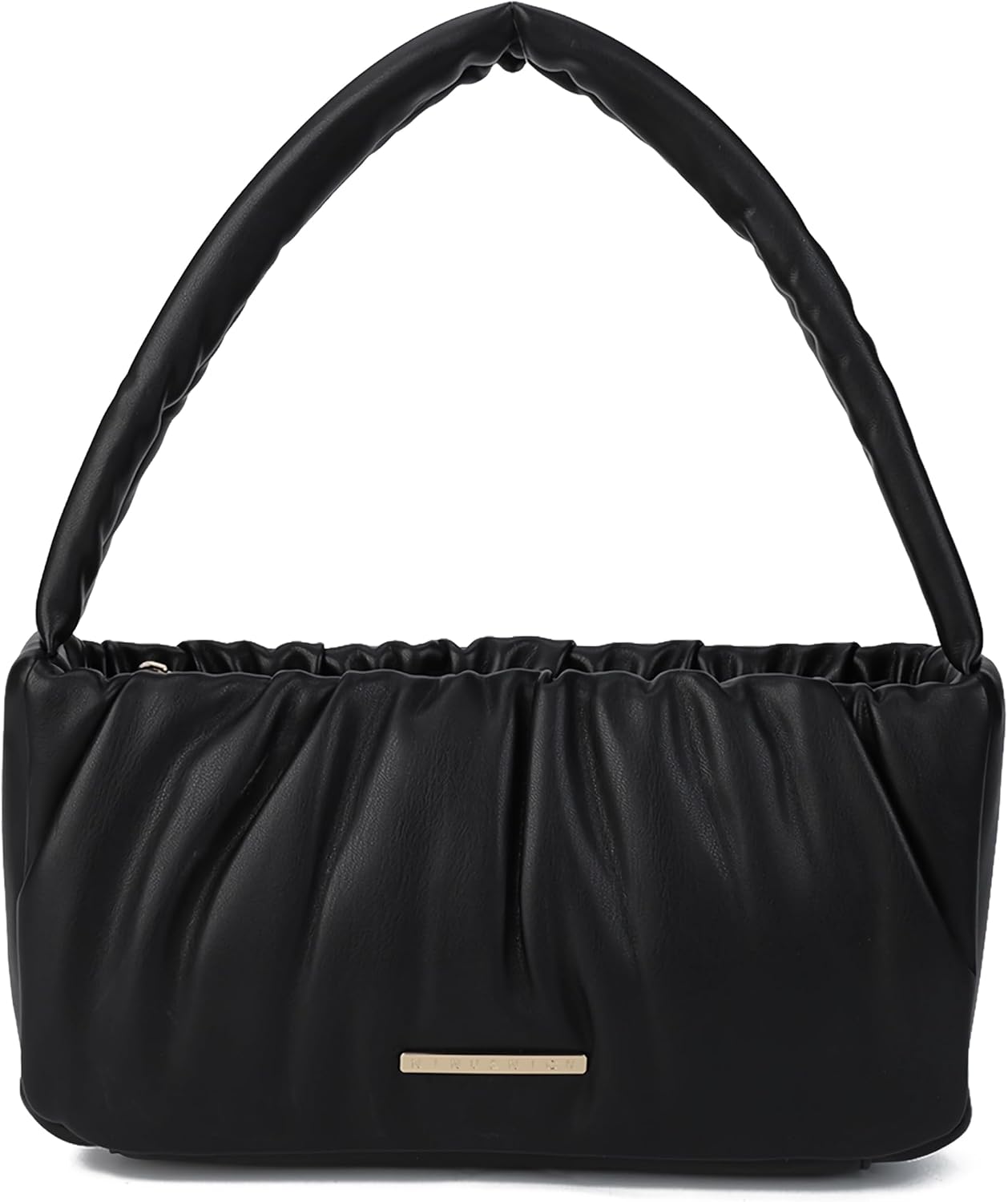 Ruched Cloud Shoulder Bag for Women, Vegan Leather Small Purse, Top Handle Underarm Bag for Evening Date
