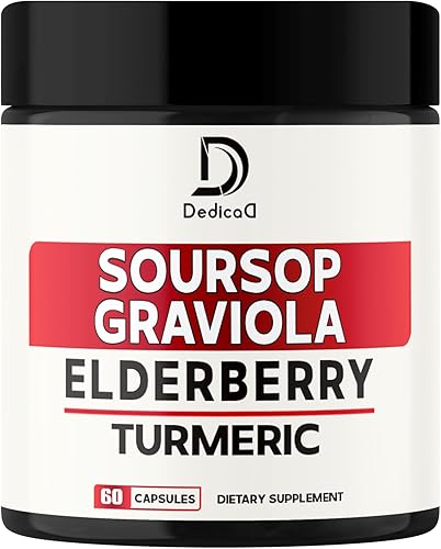 Cápsulas de hojas de guanábana Graviola 11 en 1 de 9450 mg - Mezcladas con saúco, cúrcuma, jengibre, cardo mariano, arándano y más - Apoya el estado