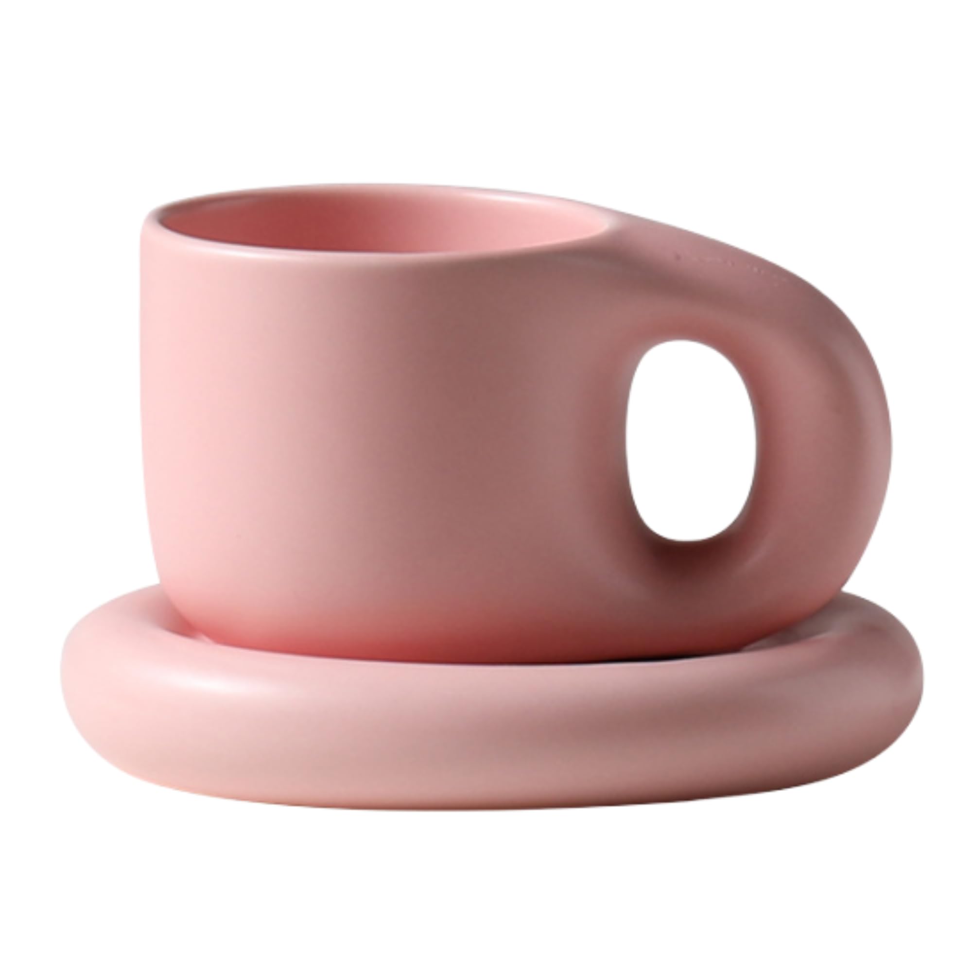 10oz Nordic Ceramic Mug with Saucer (Pink)