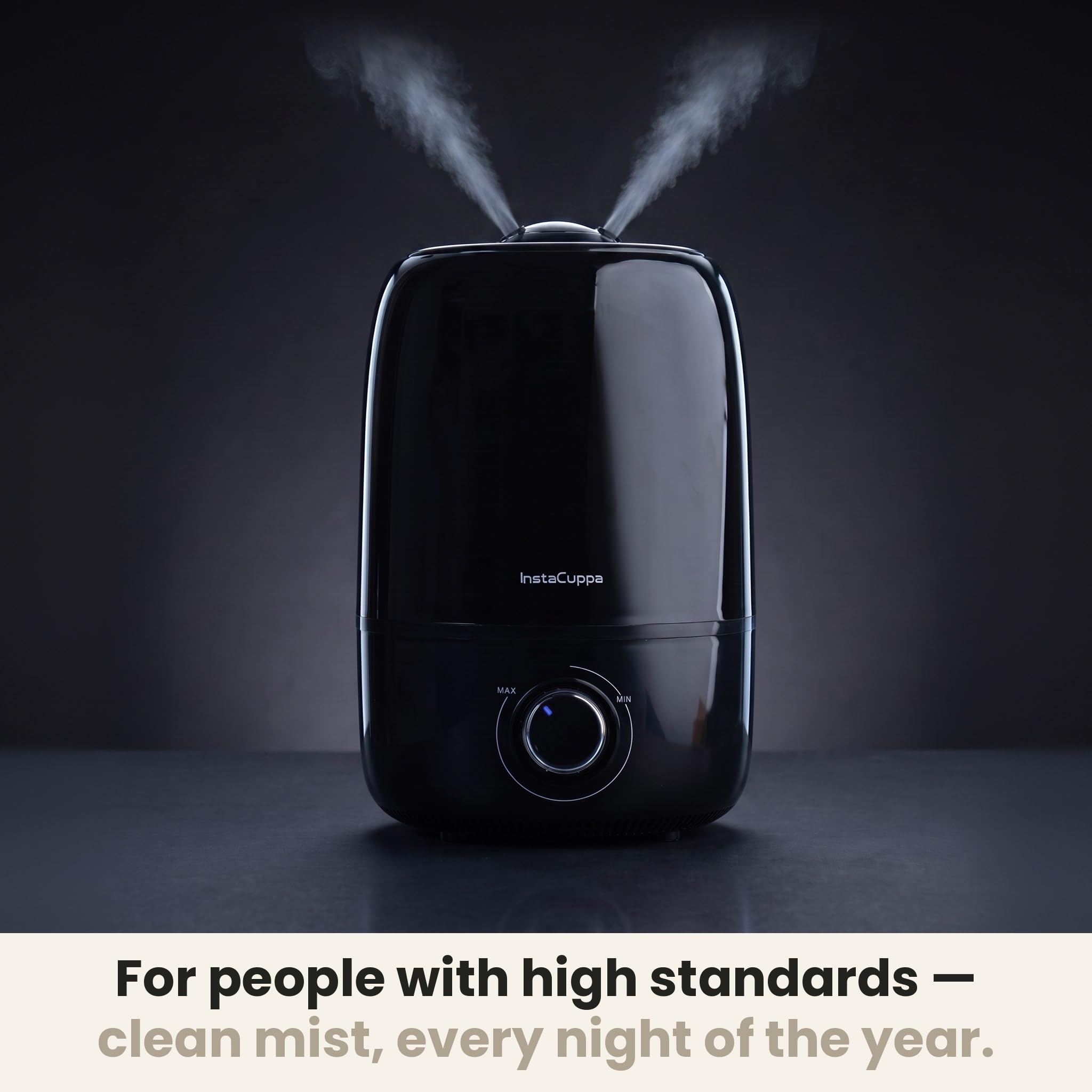 InstaCuppa Ultrasonic Cool Mist Humidifier for Room, Effective Cold & Cough Relief with Moisture Control, Separate Aroma Oil Diffuser Container, Ceramic Balls Water & Cotton Mesh Air Filters, 4 Liter