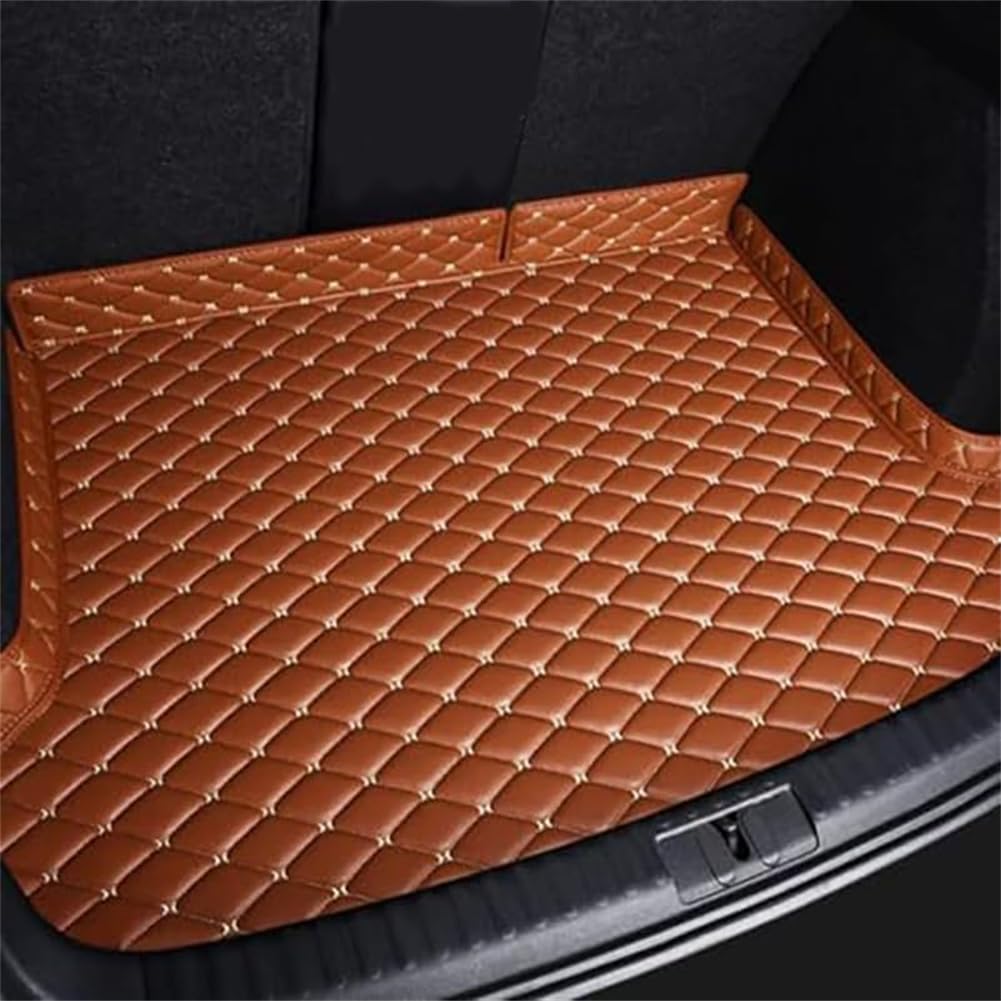 Car Leather Trunk Boot Mats for BMW 5 Series Touring 2010-2017 F10+F11, Full Coverage Waterproof Anti-Slip Tailored Cargo Tray Liners Protector Accessories,F/Brown
