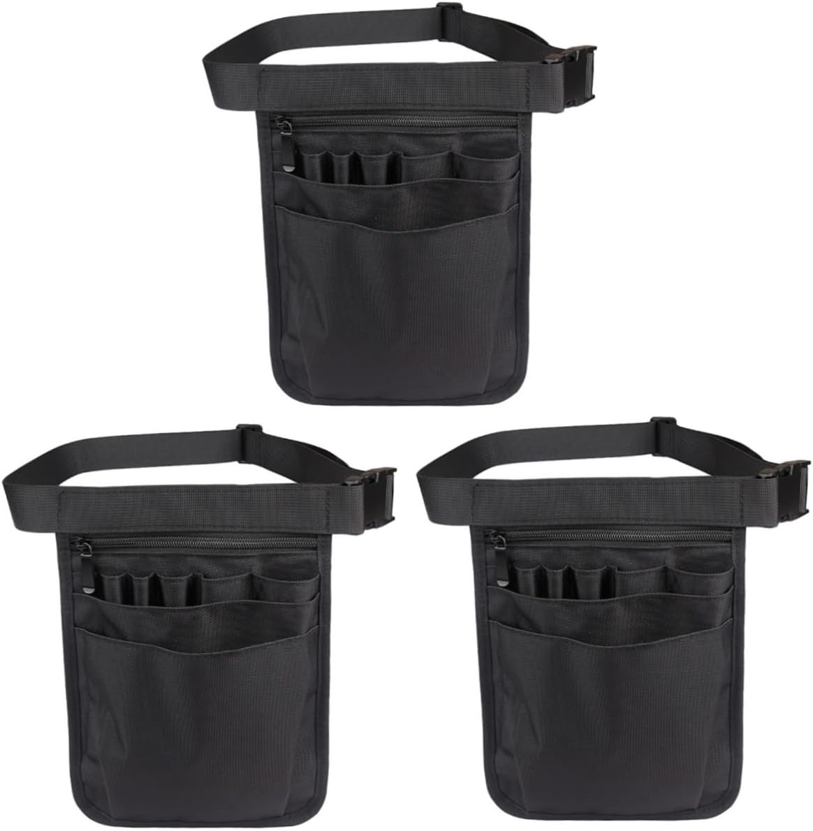 OSALADI 3pcs Nylon Pouch Waist Pack for Medical Tools Storage Versatile Utility Belt Pouch for Go Tool Organization Black