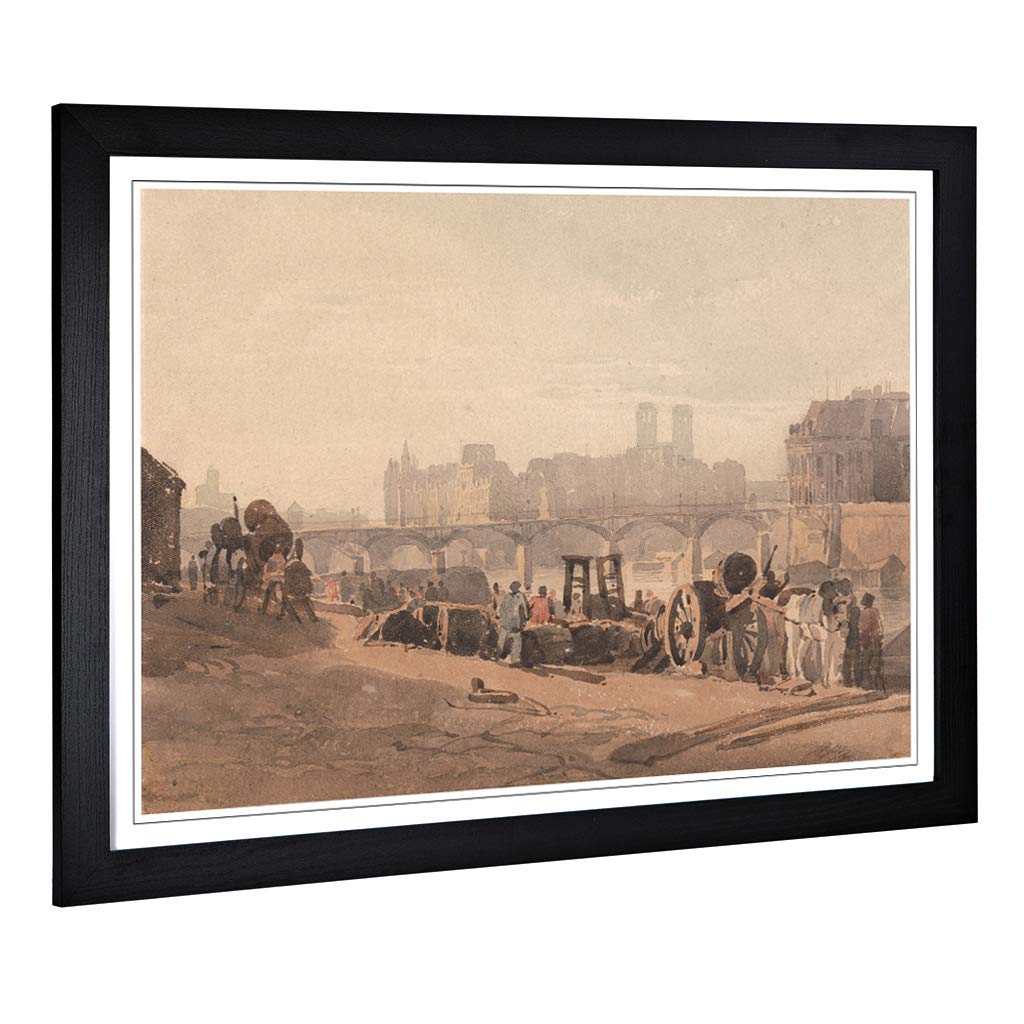 Big Box Art Framed Print of Richard Bonington Outskirts of The City Design | Wall Art Picture | Home Decor for Kitchen, Living Room, Bedroom, Hallway, Black, A2 / 24.5x18 Inch / 62x45cm