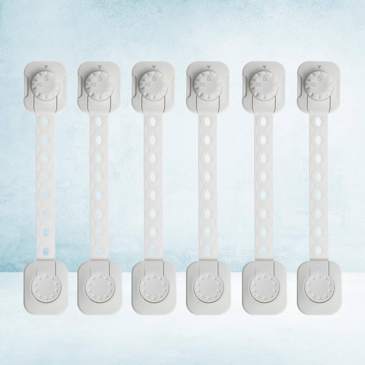Abaodam 6 Pcs Adjustable Safety Locks for Cabinets and Drawers with Strong Adhesive Tape, Bendable Abs Plastic Design, Childproof Cupboard Locks for Home Safety