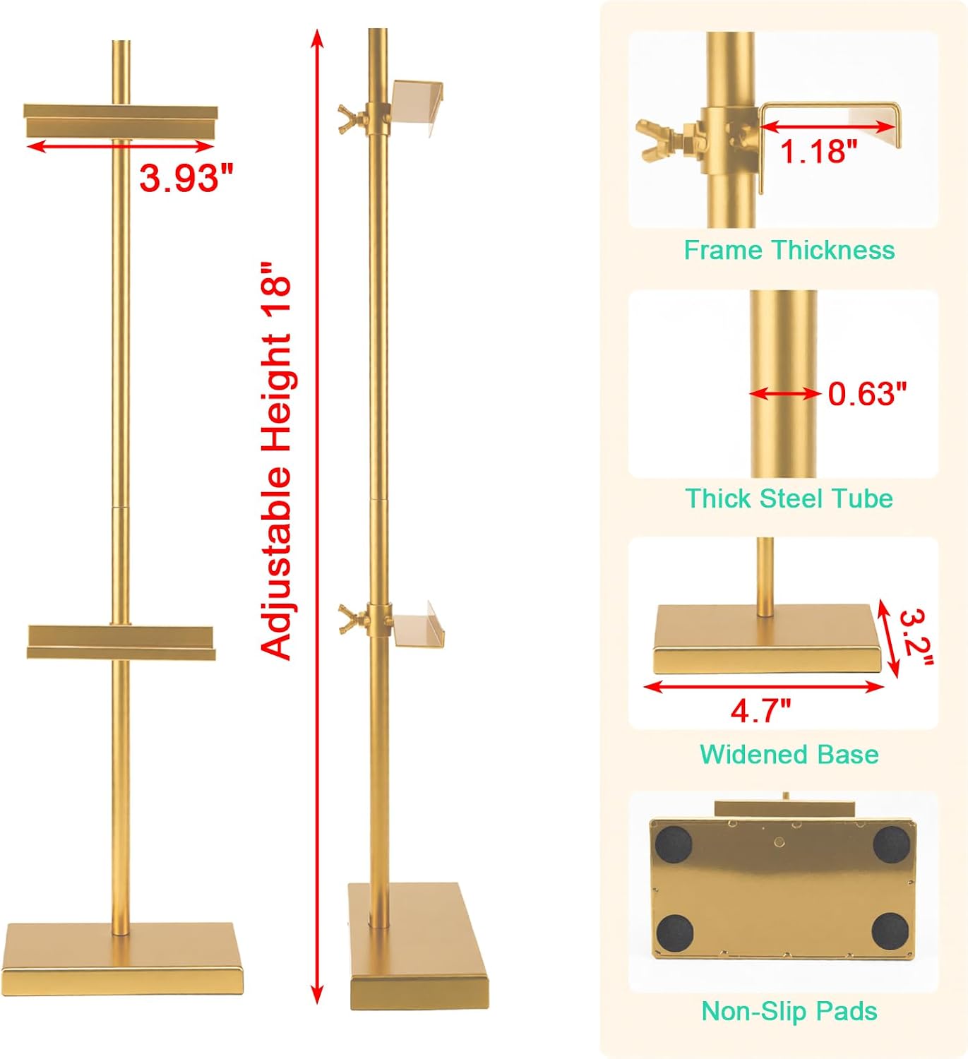 Adjustable Tabletop Easel Stand, Picture Easels for Display Up to 18" H, Metal Picture Frame Holder Stand for Art Photo, Tabletop Art Easel Stand (Gold, 18")