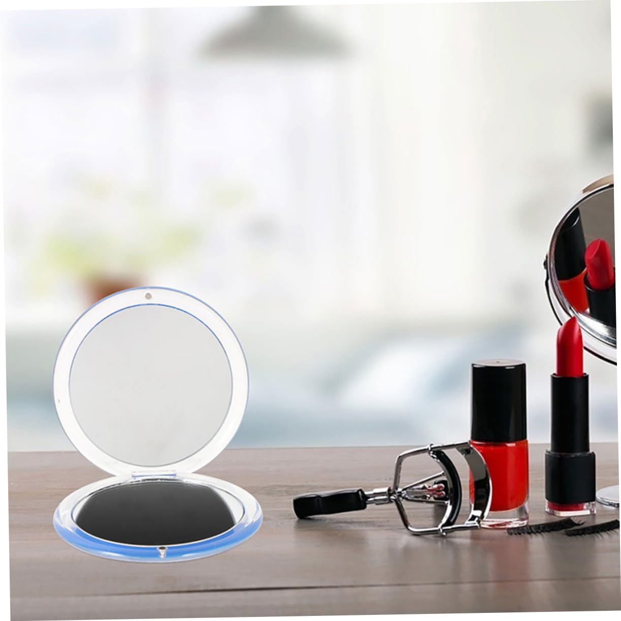 3 Stück Klappbarer Kosmetikspiegel Tragbarer Kompakter Handspiegel Faltbarer Make Up Spiegel für Unterwegs Vergrößerung Rundes Design für Schnelle Nachbesserungen