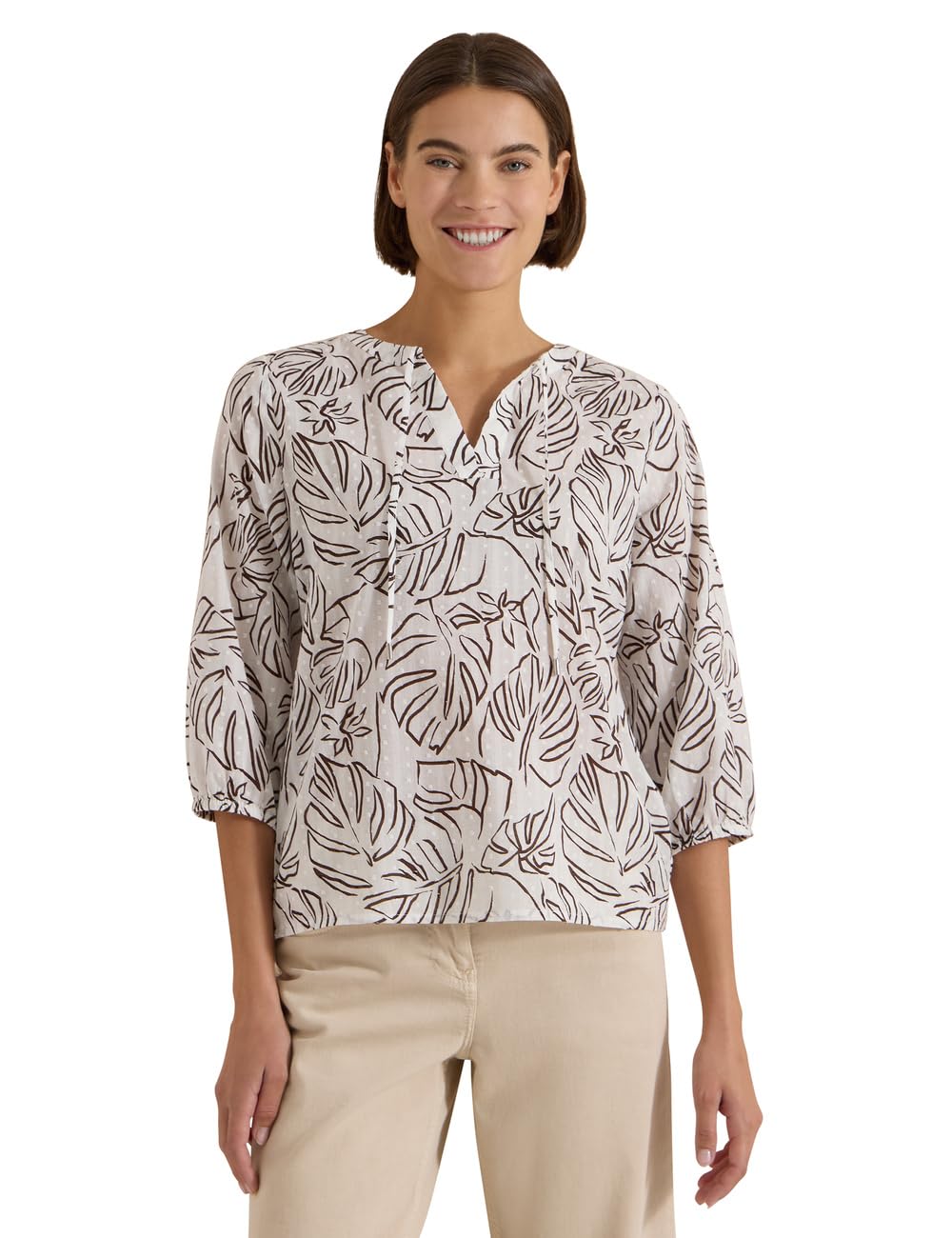 Cecil Women's 3413162 3/4 Sleeve Tunic with Leaf Print (Pack of 1), Light Alabaster White, XXL