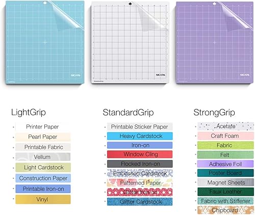 Miniatura 3 de Nicapa Tapete de corte de repuesto para silueta (12 x 12 pulgadas, paquete de 3 unidades, agarre estándar, agarre ligero, agarre fuerte), adhesivo y