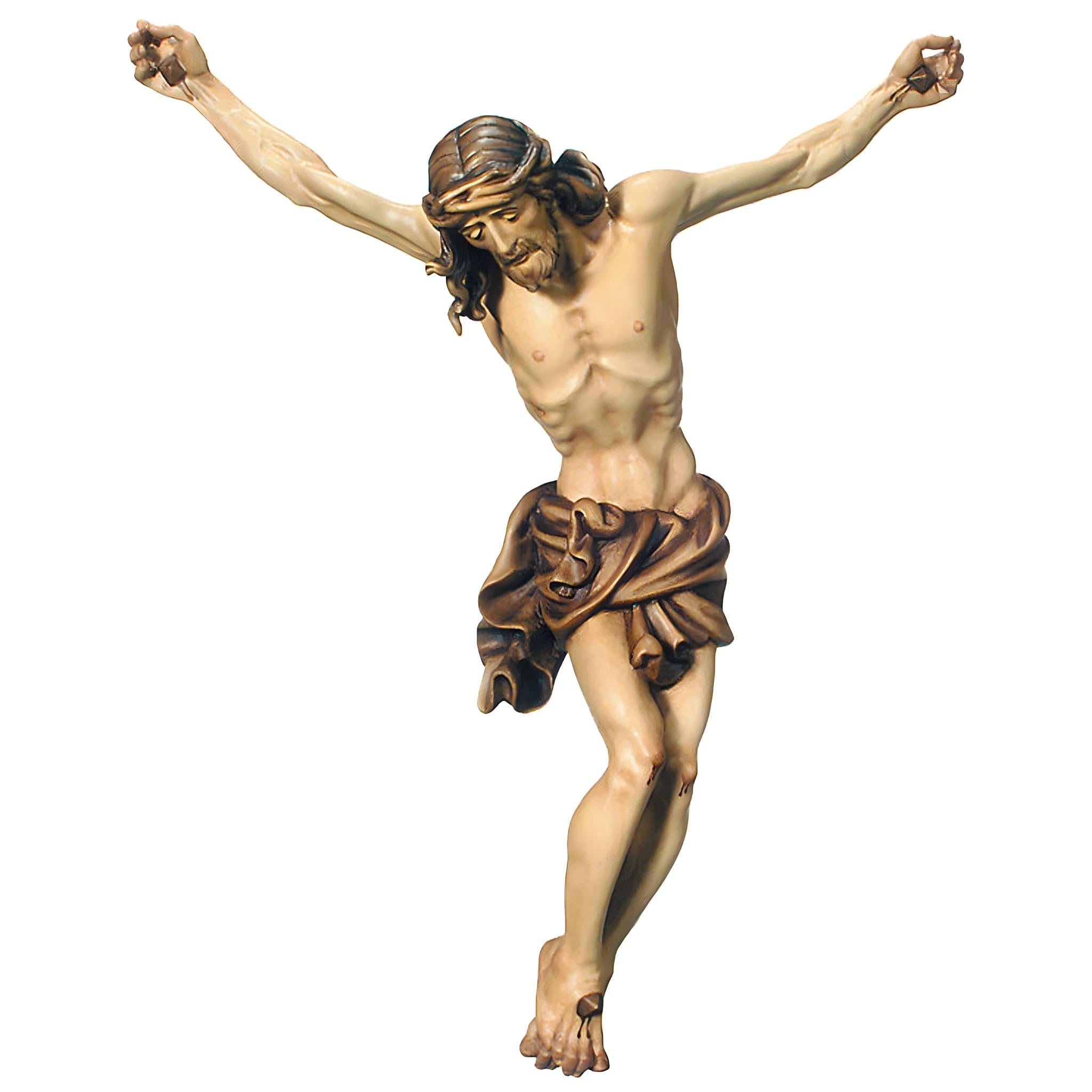 Dolfi | Barokowe ciało Chrystusa Jezusa 28 cm | Ręcznie malowane drewno w Val Gardena | Religijny