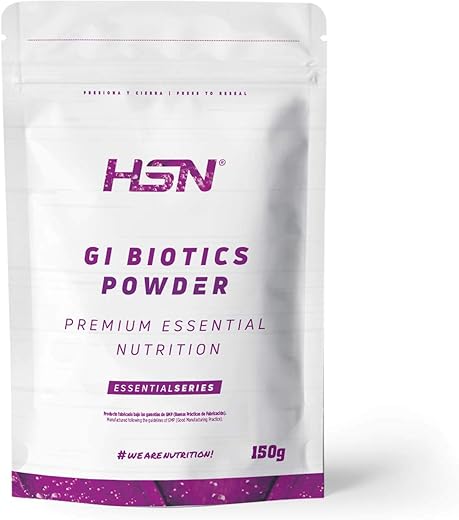 HSN Probiótico en Polvo GI Biotics | Sabor a Cúrcuma y Jengibre 150g = 15 Tomas por Envase | Lactobacillus, Bifidobacterium y Streptococcus | No-GMO, Vegano, Sin Gluten
