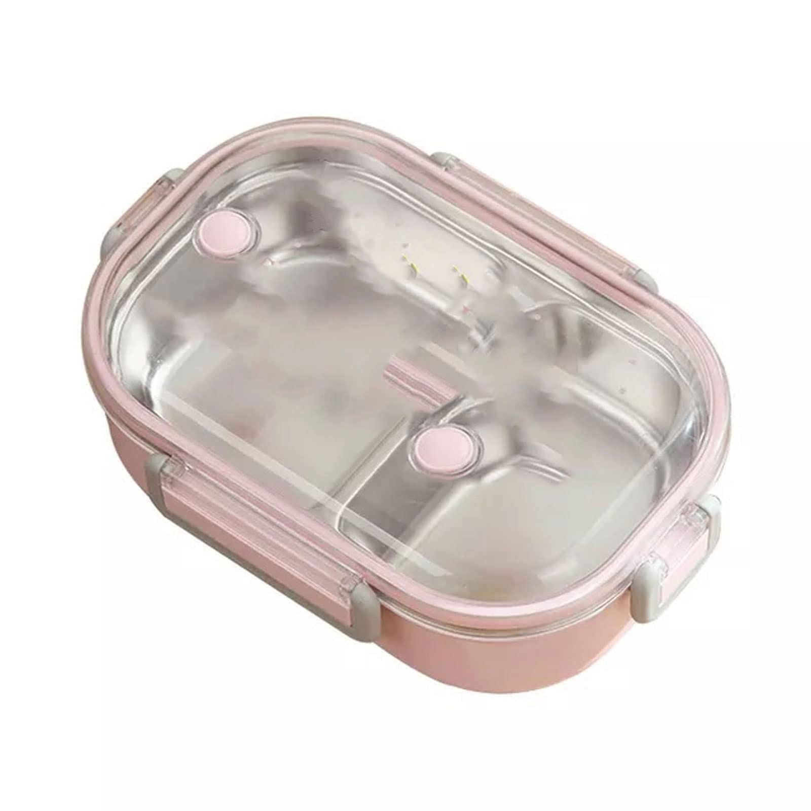 Brotdose, Mikrowellengeeignete Lunchbox mit Fächern, tragbare Aufbewahrungsbox for Speisen aus Edelstahl(Pink)